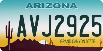 AZ license plate AVJ2925