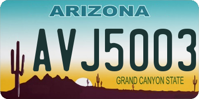 AZ license plate AVJ5003