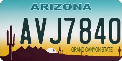 AZ license plate AVJ7840