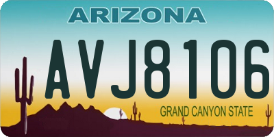 AZ license plate AVJ8106