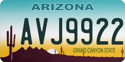 AZ license plate AVJ9922