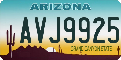 AZ license plate AVJ9925