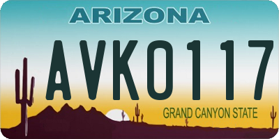 AZ license plate AVK0117