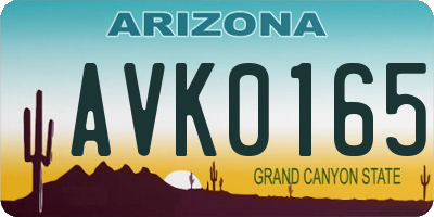 AZ license plate AVK0165