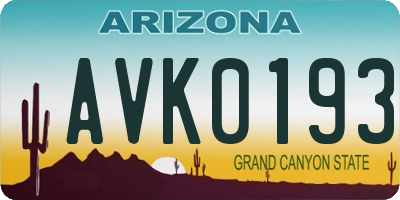 AZ license plate AVK0193