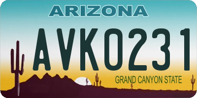 AZ license plate AVK0231
