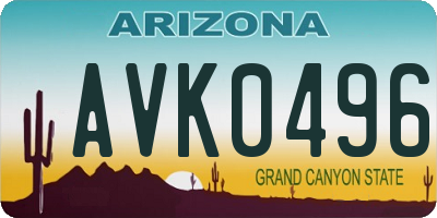 AZ license plate AVK0496