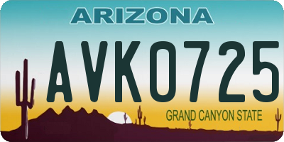 AZ license plate AVK0725