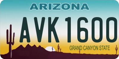 AZ license plate AVK1600