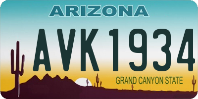 AZ license plate AVK1934