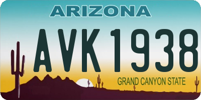 AZ license plate AVK1938