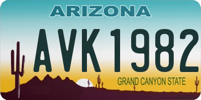 AZ license plate AVK1982