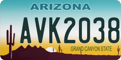 AZ license plate AVK2038