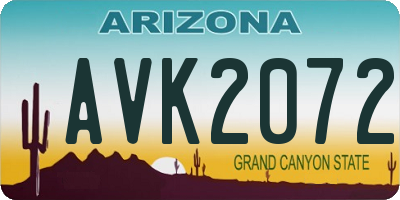 AZ license plate AVK2072