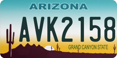 AZ license plate AVK2158