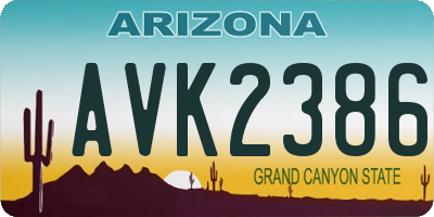 AZ license plate AVK2386