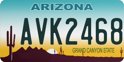 AZ license plate AVK2468