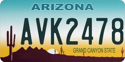 AZ license plate AVK2478