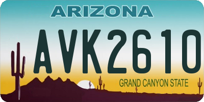 AZ license plate AVK2610