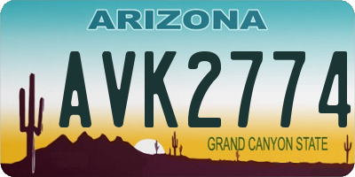 AZ license plate AVK2774