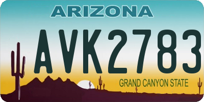 AZ license plate AVK2783