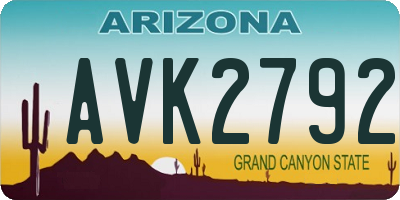 AZ license plate AVK2792