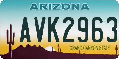 AZ license plate AVK2963