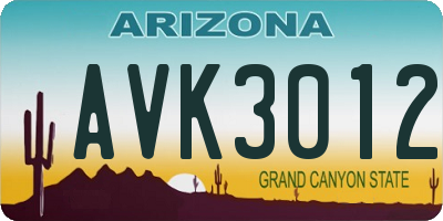 AZ license plate AVK3012