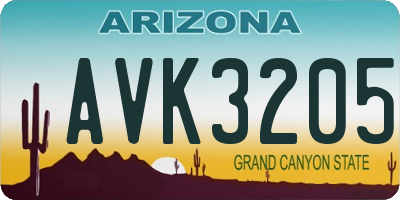 AZ license plate AVK3205
