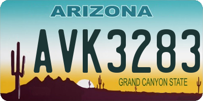 AZ license plate AVK3283