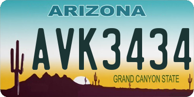 AZ license plate AVK3434