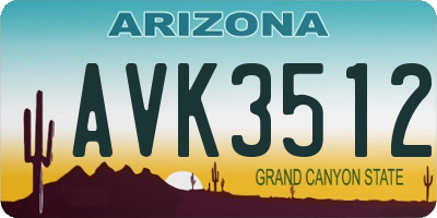 AZ license plate AVK3512