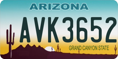 AZ license plate AVK3652