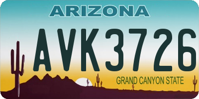 AZ license plate AVK3726