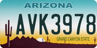 AZ license plate AVK3978