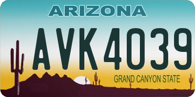 AZ license plate AVK4039