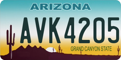 AZ license plate AVK4205