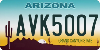 AZ license plate AVK5007