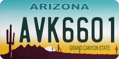 AZ license plate AVK6601