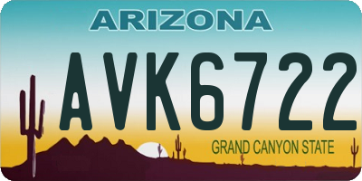 AZ license plate AVK6722