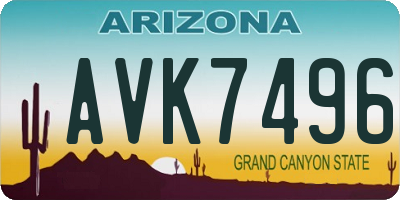 AZ license plate AVK7496
