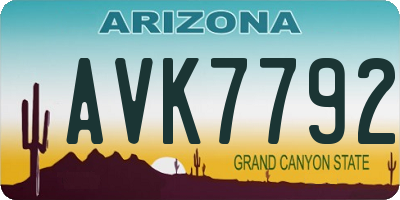 AZ license plate AVK7792