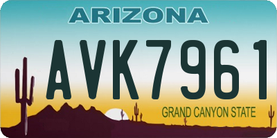 AZ license plate AVK7961