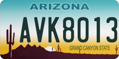 AZ license plate AVK8013