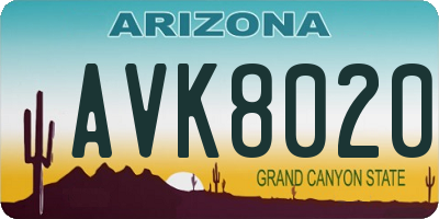 AZ license plate AVK8020
