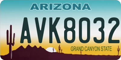 AZ license plate AVK8032