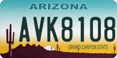 AZ license plate AVK8108