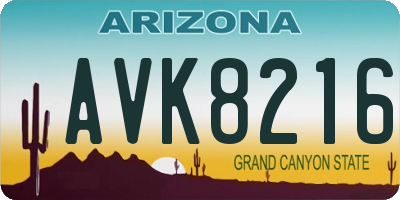 AZ license plate AVK8216