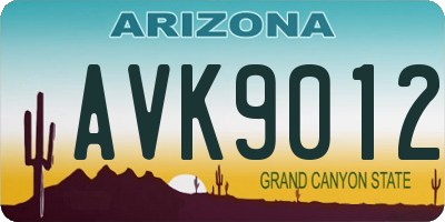 AZ license plate AVK9012