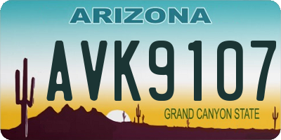AZ license plate AVK9107